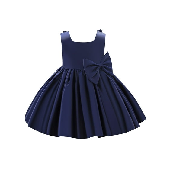 Gureui Kids Baby Girls Formal Princess Dress, Solid Color Sleeveless Square Collar Big Hem One-piece Dresses