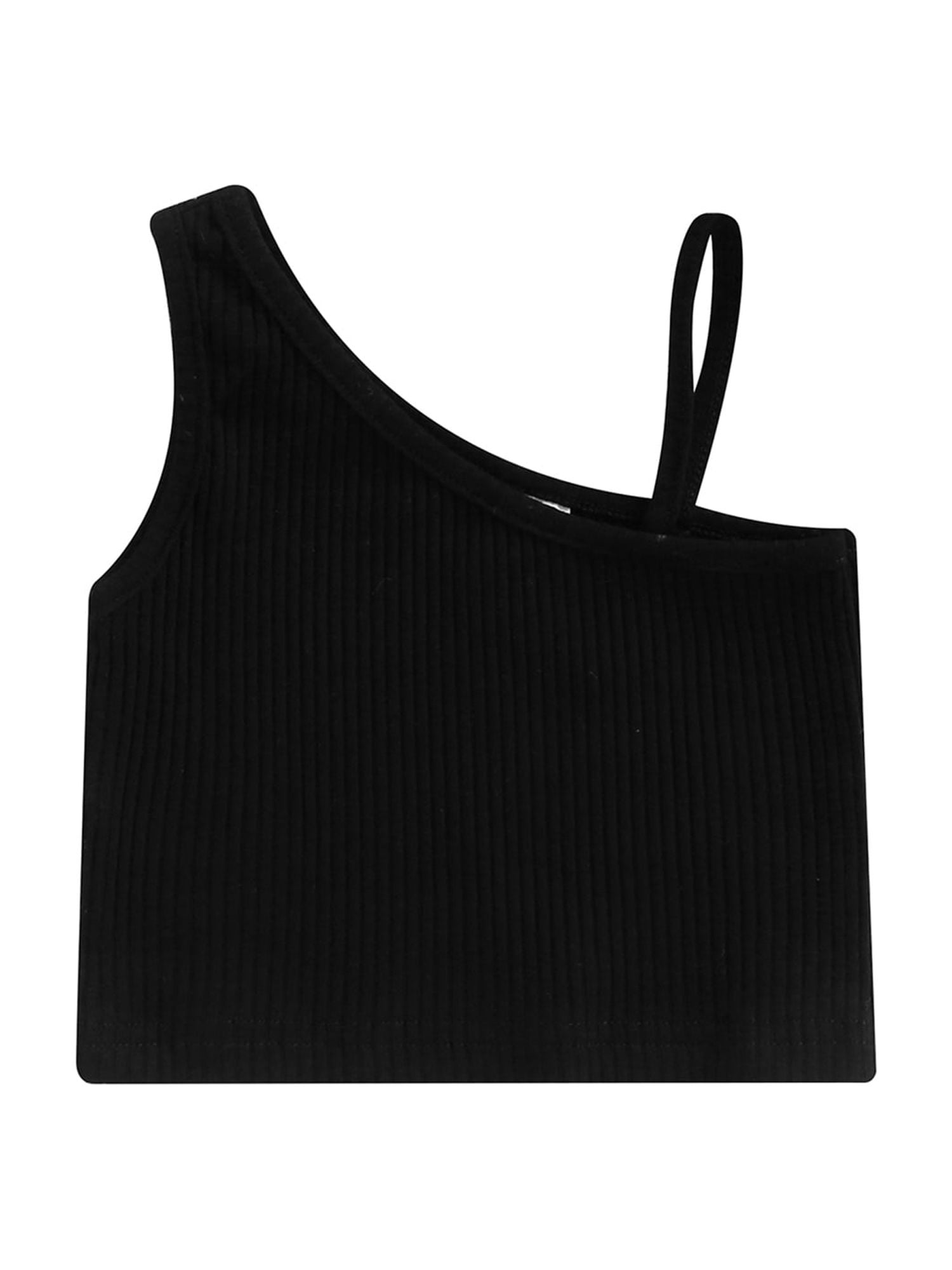 Gureui Little Girls Knitted Tank Top Comfy Cotton Solid Color Sloping