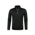thumbnail image 1 of Gureui Men's Autumn Winter Casual Thin Fleeced Tops, Solid/Speckled Pattern Long Sleeve Stand Collar Front Half Zipper Loose Pullover Tops, 1 of 5