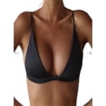thumbnail image 1 of Gureui New Womens Sexy Halter Bikini Top Solid Color Triangle Back Buckles Padded Push Up Swimsuit Tops Beachwear, 1 of 8