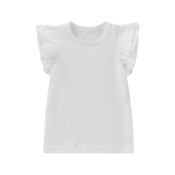 Gureui Newborn Infant Toddler Baby Girl Fly Sleeve T-shirt,Casual Solid Color Round Neck Summer Top