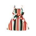 thumbnail image 1 of Gureui Sister Matching Sling Dress/Jumpsuit, Sleeveless Colorful Stripe Pattern Slim Waist One-Piece Clothes with Belt, 1 of 9