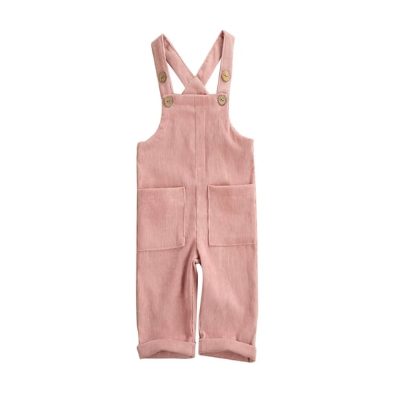 Gureui Toddler Baby Boy Girl Corduroy Overalls Solid Color Suspender Bib Pants Trousers Casual One Piece Strap Jumpsuit with Pockets