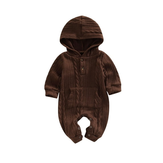 Gureui Toddler Baby Girl Boy Romper, Long Sleeve Solid Color Hooded Neck Casual Long Jumpsuit for Fall Spring