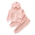 thumbnail image 1 of Gureui Toddler Baby Girls Winter Clothes 2pcs, Solid Color Long Sleeve Hoodie Tops Pants Outfits, 1 of 7