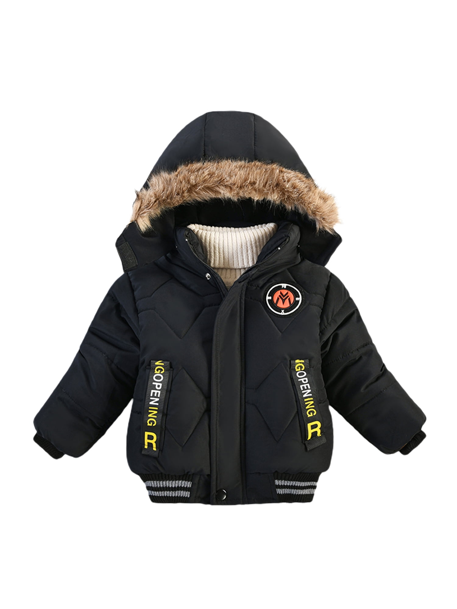 Gureui Toddler Boys Hooded Puffer Jacket Thick Warm Long Sleeve Winter ...