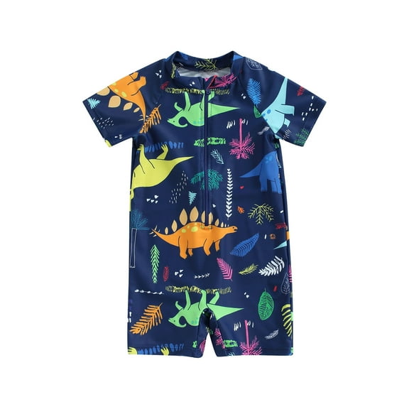 Gureui Toddler Kids Boys One-Piece Romper Swimsuit, Summer Short Sleeve Cartoon Animal Sun Protection Bathing Suit