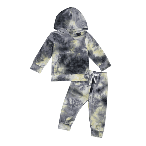 Gureui Two Pieces Unisex Colorful Outfits, Baby Girls/Boys Tie Dye Hoodie Top+Long Pants Sport Suit