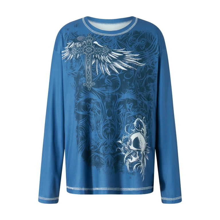 Gureui Women Fairy Grunge Graphic Long Sleeve Tops Casual Vintage 