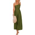 thumbnail image 1 of Gureui Women High Waist Romper, Casual Solid Color Sleeveless Off-Shoulder Neck Elastic Patchwork Slimming Fit Wide-Leg Trousers Jumpsuit, 1 of 9