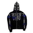 thumbnail image 1 of Gureui Women Men Coat, Casual Rhinestone Gothic Skull Butterfly Print Patterns Full Zipper Long Sleeve Oversized Hooded Jacket Sweatshirt for Spring Fall, 1 of 2