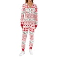 thumbnail image 1 of Gureui Women's One-piece Hooded Long Jumpsuit Pyjamas, Long Sleeve Christmas Patterns Zip Up Winter Warm Loose Bodysuit with Side Pockets Nightwear, 1 of 10
