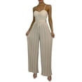 thumbnail image 1 of Gureui Women's Sexy Spaghetti Strap Jumpsuits Casual Sleeveless Wide Leg Long Pants Rompers Elegant Rompers with Pocket, 1 of 9