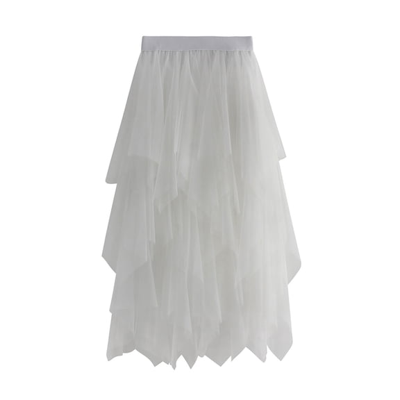 Gureui Women's Sheer Tutu Skirt Tulle Mesh Layered Midi Skirt