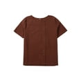 thumbnail image 1 of Gureui Women's Summer Autumn Blouse Tops, Casual Solid Color Round Collar Short Sleeve T-Shirt Pullover, 1 of 8