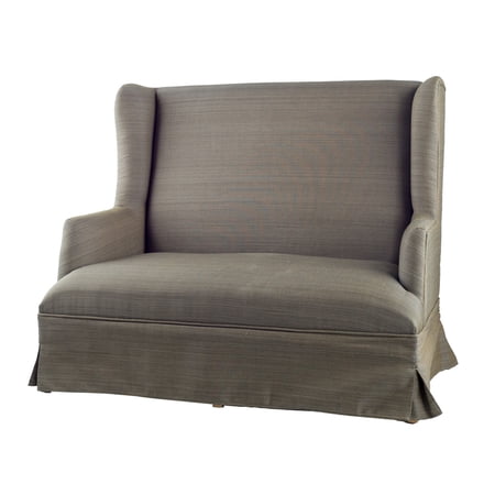 Guri 52 Inch Modern Settee Sofa, Rubberwood, Skirted Base, Gray Polyester