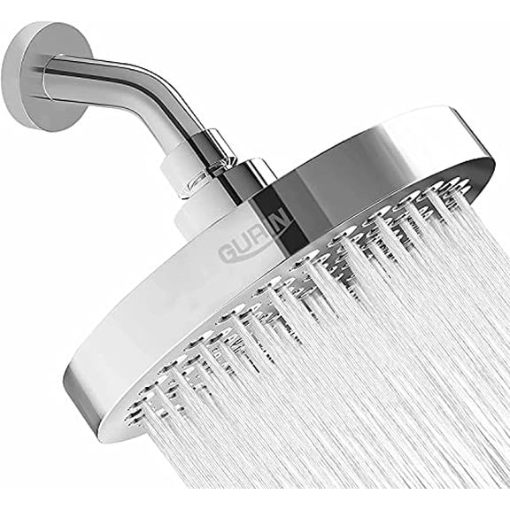GURIN Shower Head High Pressure Rain, Luxury Bathroom Showerhead with Chrome Plated Finish, Adjustable Angles, Anti-Clogging Silicone Nozzles (California 1.8 GPM)