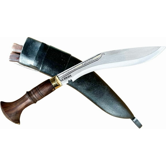 Gurkha Authentic Hand-Hammered Kukri Knife 15" Panawal Sirupate Khkri /Khukuri Knife The Historic Alive Kukri Full Tang 9.5" Blade With Black Leather Sheath & 2 Small Knives - Handmade In Nepal