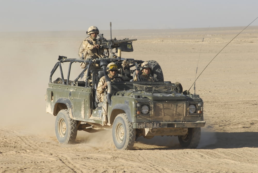 Gurkhas patrol Afghanistan in a Land Rover Canvas Art - Andrew ChittockStocktrek Images (17 x 12)