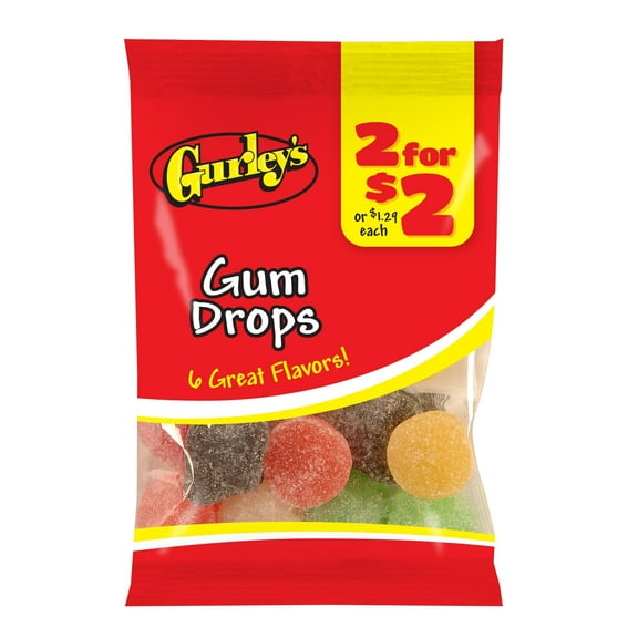 Gurley's Classic Gum Drops, Assorted Fruit Flavors, Jelly Candy (Pack of 12)