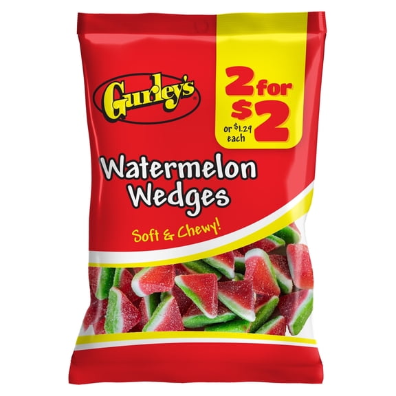 Gurley's Juicy Watermelon Wedges, Refreshing Gummy Candy (Pack of 12)