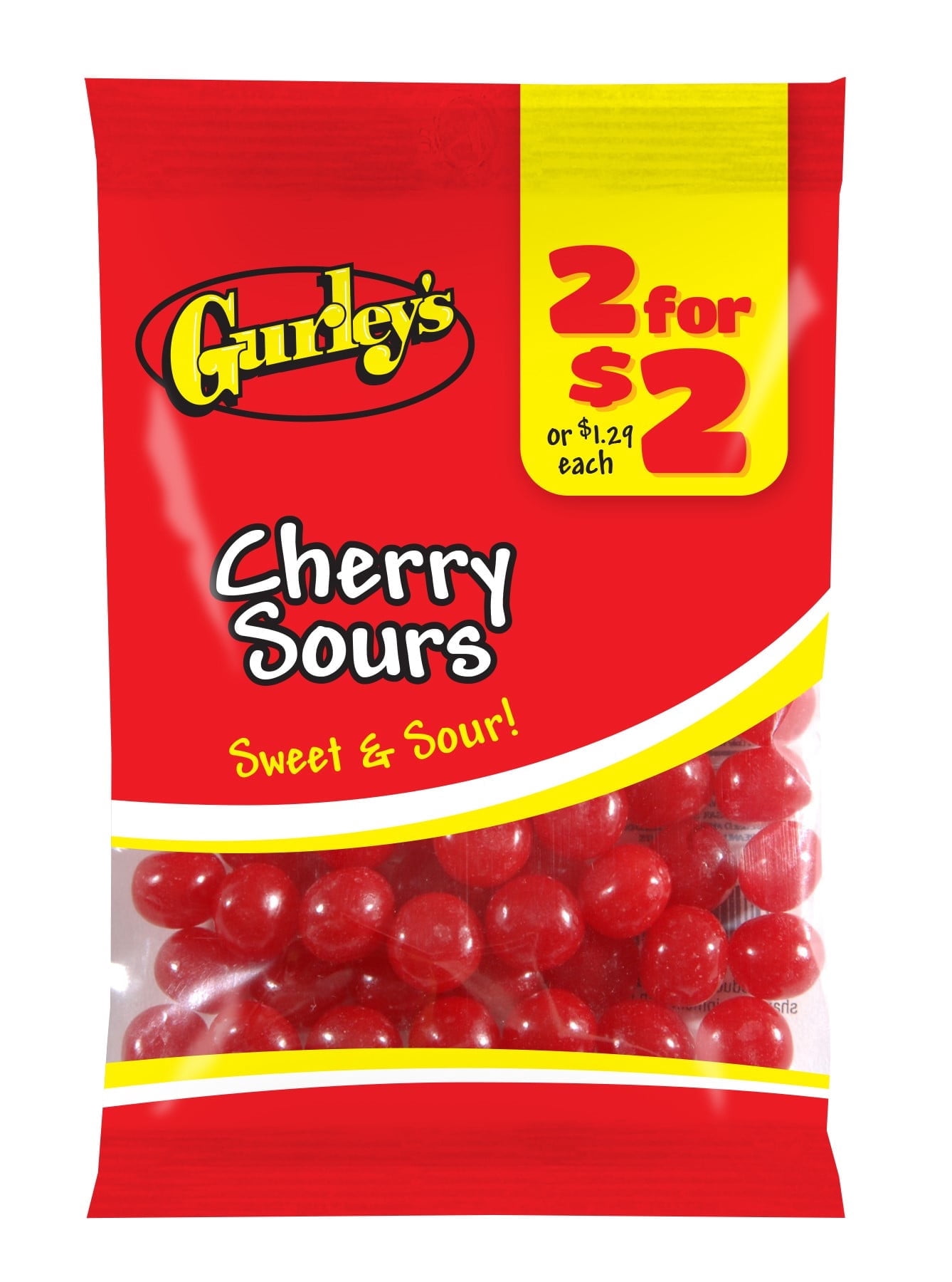 Gurley's Tangy Cherry Sours, Sour Chewy Candy, Bursting with Flavor (Pack of 12)