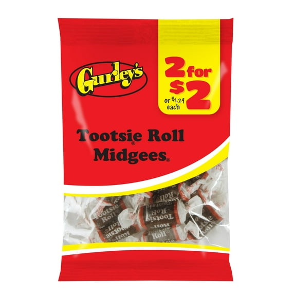 Gurley's Tootsie Midgees, Mini Chocolate Tootsie Rolls, Classic Chew (Pack of 12)