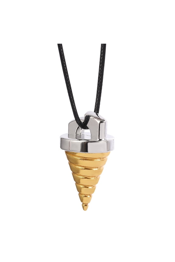 Gurren Lagann Drill Pendant Necklace, Anime Cosplay Jewelry for Men, Leather Chain with Drill Charm, Fan Gift for Him (1 x Necklace)