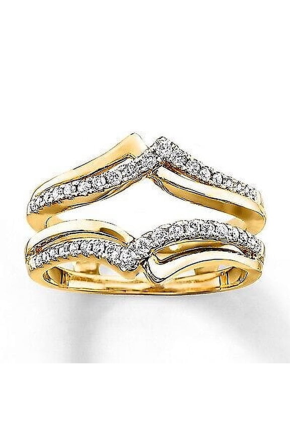 2.00 Ct Round Cut White Diamond Enhancer Guard Wrap Ring 925 Sterling Silver For Women's 14K Yellow Gold Plated -8