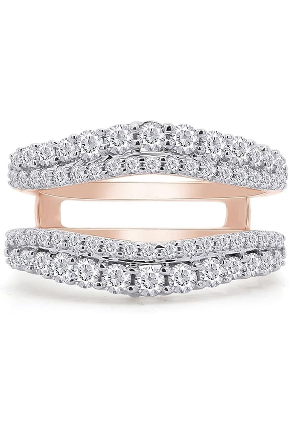 2.11 Ct Round Cut White Diamond Enhancer Wrap Guard Engagement Thanksgiving Christmas Ring 14K Rose Gold Plated 925 Sterling Silver For Women's -10