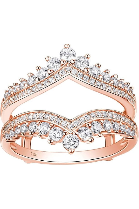 2.40 Ct Round Cut White Diamond Enhancer Wrap Guard Engagement Thanksgiving Christmas Ring 14K Rose Gold Plated 925 Sterling Silver For Women's -9