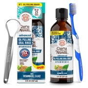GuruNanda Advanced Formula Pulling Oil, Natural Teeth Whitening & Mouth Swish, 8 fl oz.