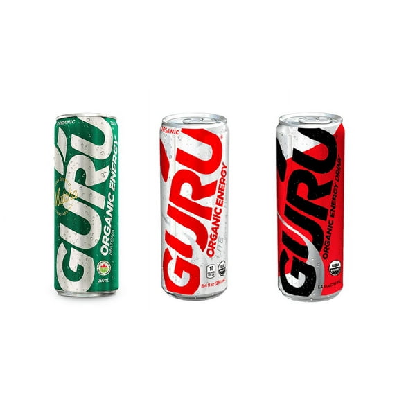 Guru Organic Energy 3 Flavor Variety, 12 oz (Pack of 6 )