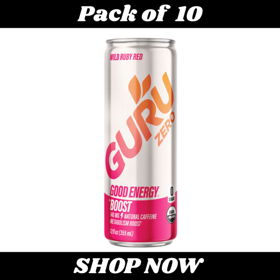Guru Zero Sugar Wild Ruby Red Energy Drink 12 fl oz 10 Pack