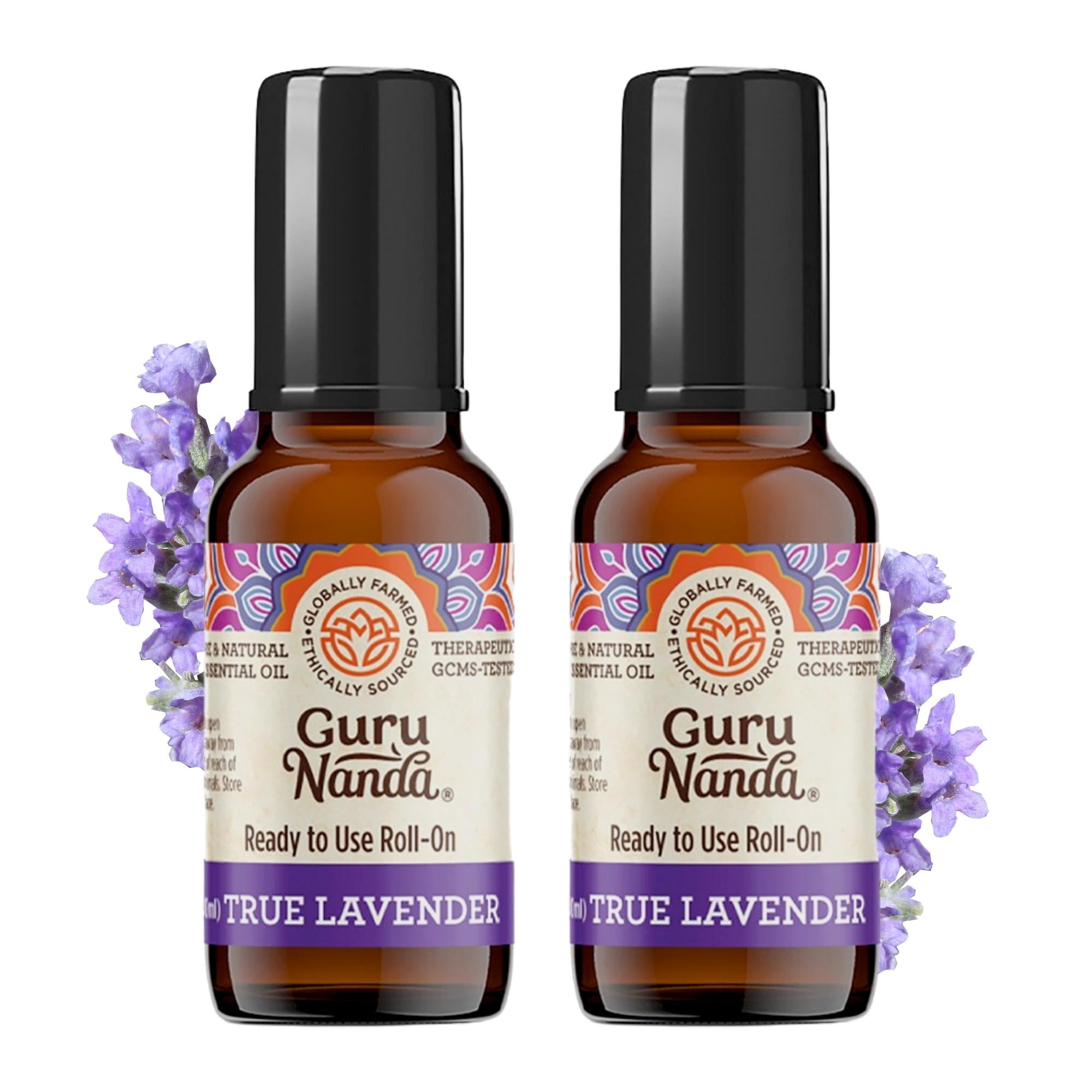 GuruNanda 100% Pure Lavender Topical Essential Oil Roll-on Promotes Sleep,  Calming & Relaxation -2Pk 