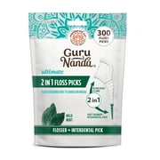 GuruNanda 2-IN-1 Dental Floss and Interdental Pick for Teeth & Gum Cleaning - 300 Count