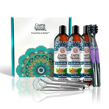 GuruNanda Advanced Formula Pulling Oil for Healthy Teeth & Gums with Vitamins D & E, 3 Pack