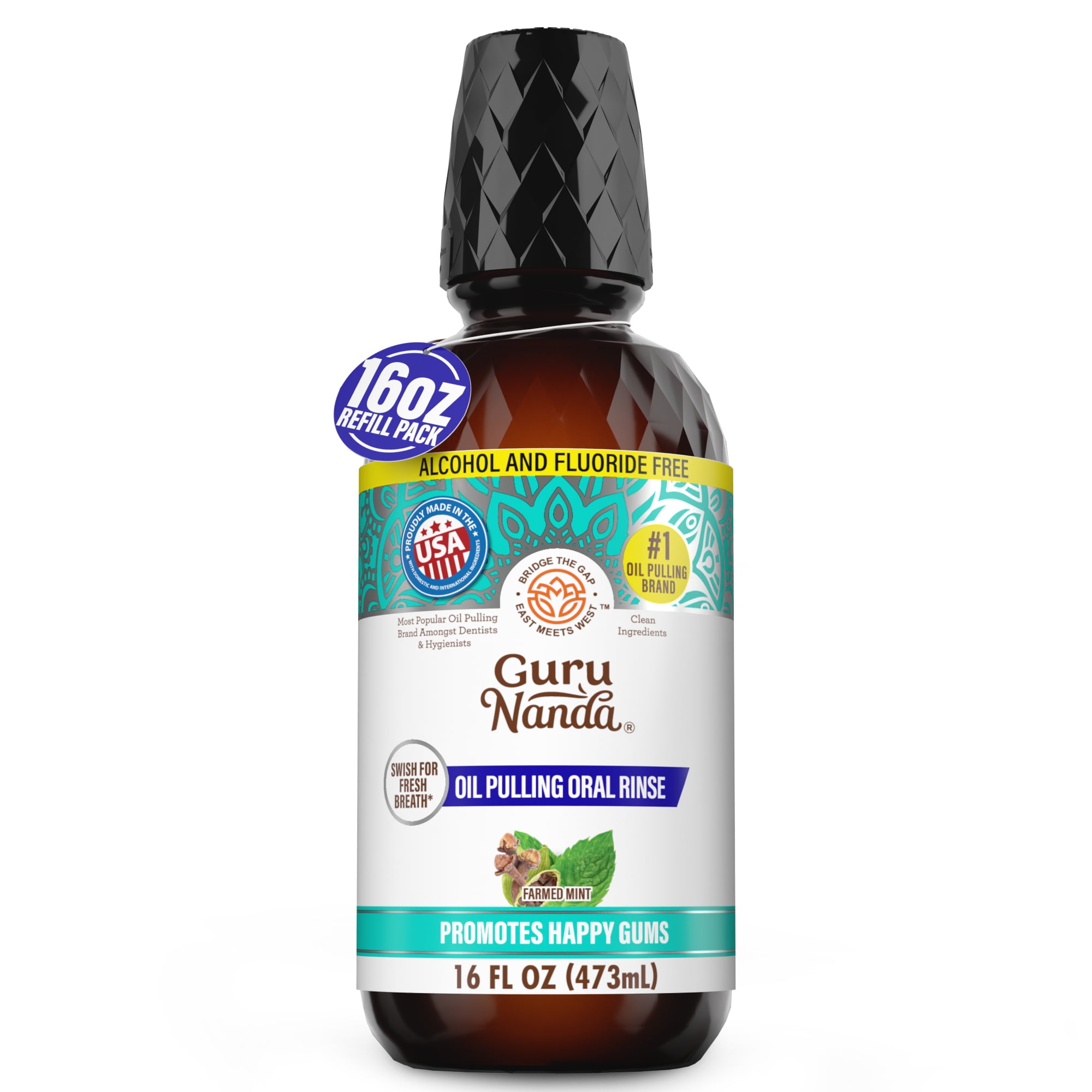 GuruNanda Cocomint Oil Pulling with Essential Oils and Vitamins - 16 oz