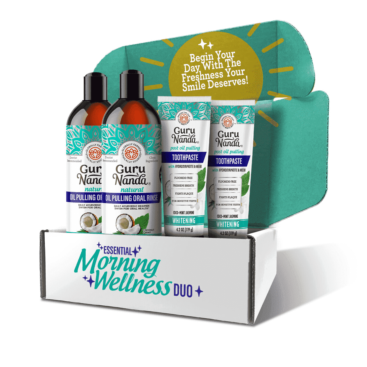 GuruNanda Cocomint Oil Pulling with Vitamins & Essential Oils - Toothpaste with Neem & Hydroxyapatite for Essential Morning Wellness