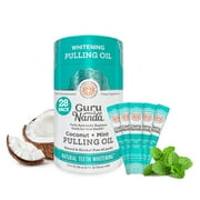 GuruNanda Coconut Oil Pulling with Essential Oils & Vitamins D, E & K2 -Travel Mouthwash for Oral Care - 28 Sachets