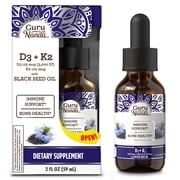 GuruNanda Cold Pressed Black Seed Oil Liquid Dietary Supplement with Vitamin D3 & K2-Supports Immune & Bone Health - 2 fl oz