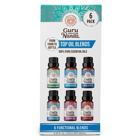 GuruNanda Essential Oils Set of 6 Blended Scents for Aromatherapy and Diffusers, 100% Pure and Natural, 10 mL Each