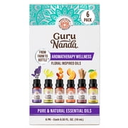 GuruNanda Floral Essential Oil 6-Pack Aromatherapy Set