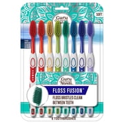 GuruNanda Floss Fusion Toothbrush with Soft Flossing Bristles - Value Pack of 8