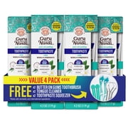 GuruNanda Fluoride-Free Whitening Toothpaste With 5% Hydroxyapatite and Neem - 4 Pack