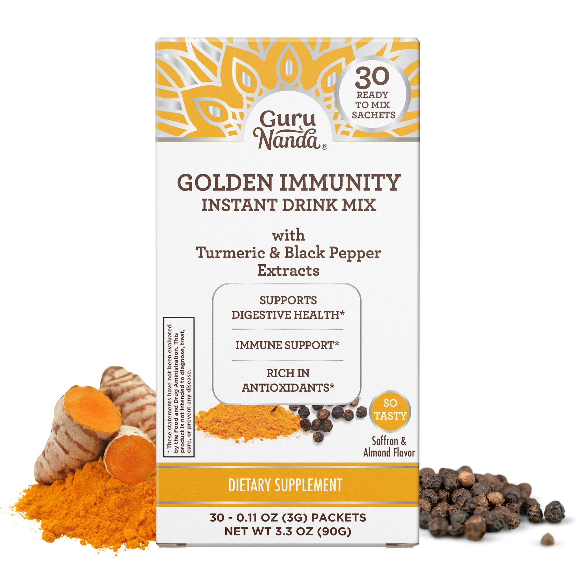 GuruNanda Golden Immunity with Turmeric & Black Pepper Extracts