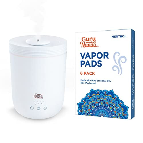 GuruNanda Halo XL Humidifier & Diffuser Lasts 22 Hours, 2.2 Liter & Menthol Vaporizer Pads, 18