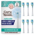 thumbnail image 1 of GuruNanda Lion & Lamb 2.0 Replacement Brush Head (Pack of 6), Round-Ended, Soft Dupont Bristles to Help with Plaque Control, BPA-free- White, 1 of 8