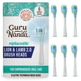thumbnail image 1 of GuruNanda Lion & Lamb 2.0 Replacement Brush Head (Pack of 6), Round-Ended, Soft Dupont Bristles to Help with Plaque Control, BPA-free- White, 1 of 8