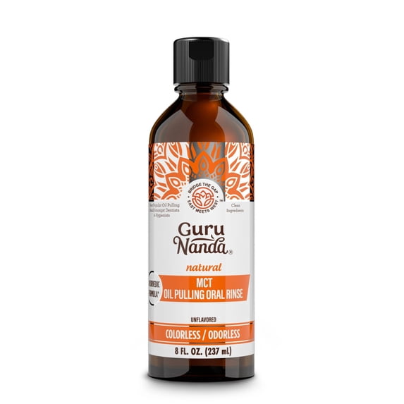 GuruNanda MCT Oil Pulling Mouthwash - Oral Rinse - Unflavored, Odorless, & Colorless, Alcohol-Free - 8 Oz